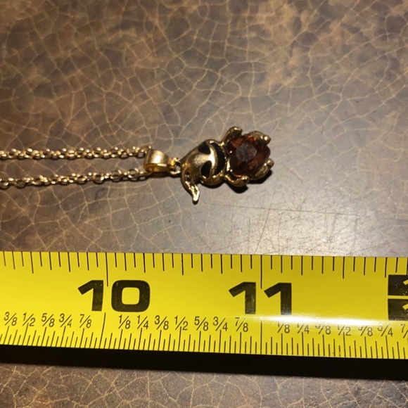 Oogie Boogie Necklace Jewelry gold chain brown heart stone Nightmare Christmas - Picture 3 of 5